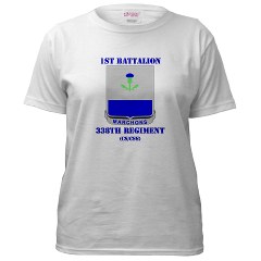 1B338RTS - A01 - 04 - DUI - 1st Bn - 338th Regt(CS/CSS) with Text Women's T-Shirt