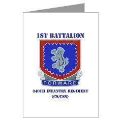 1B340IRTS - M01 - 02 - DUI - 1st Bn - 340th Regt(CS/CSS) with Text Greeting Cards (Pk of 10) - Click Image to Close