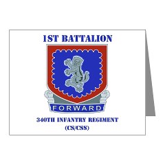 1B340IRTS - M01 - 02 - DUI - 1st Bn - 340th Regt(CS/CSS) with Text Note Cards (Pk of 20)