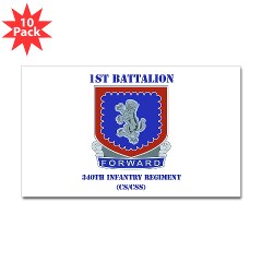 1B340IRTS - M01 - 01 - DUI - 1st Bn - 340th Regt(CS/CSS) with Text Sticker (Rectangle 10 pk) - Click Image to Close