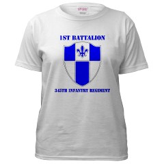 1B345IR - A01 - 04 - DUI - 1st Battalion - 345th Infantry Regiment with text Women's T-Shirt