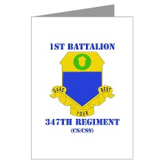 1B347RCSCSS - M01 - 02 - DUI - 1st Bn - 347th Regt CS/CSS with Text Greeting Cards (Pk of 10)