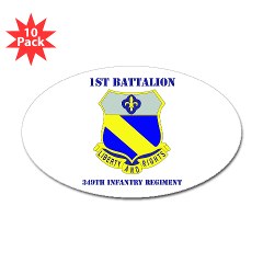 1B349R - M01 - 01 - DUI - 1st Battalion - 349th Regiment with Text Sticker (Oval 10 pk)