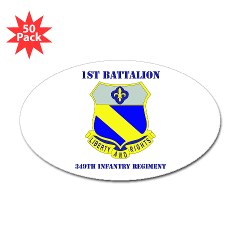 1B349R - M01 - 01 - DUI - 1st Battalion - 349th Regiment with Text Sticker (Oval 50 pk) - Click Image to Close