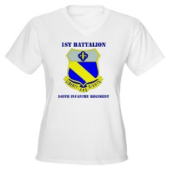 1B349R - A01 - 04 - DUI - 1st Battalion - 349th Regiment with Text Women's V-Neck T-Shirt