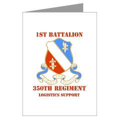 1B350R - M01 - 02 - DUI - 1st Bn - 350th Regt (LSB) with Text - Greeting Cards (Pk of 20)