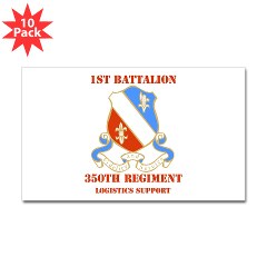 1B350R - M01 - 01 - DUI - 1st Bn - 350th Regt (LSB) with Text - Sticker (Rectangle 10 pk) - Click Image to Close