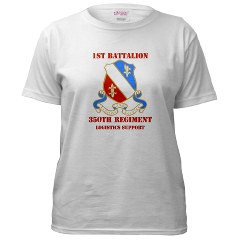 1B350R - A01 - 04 - DUI - 1st Bn - 350th Regt (LSB) with Text - Women's T-Shirt