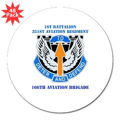 1B351AR - M01 - 01 - DUI - 1st Battalion - 351st Aviation Regiment with Text 3" Lapel Sticker (48 pk)