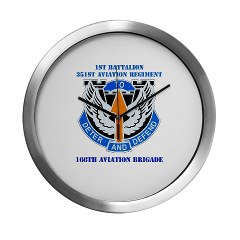 1B351AR - M01 - 03 - DUI - 1st Battalion - 351st Aviation Regiment with Text Modern Wall Clock - Click Image to Close