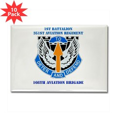 1B351AR - M01 - 01 - DUI - 1st Battalion - 351st Aviation Regiment with Text Rectangle Magnet (10 pack)