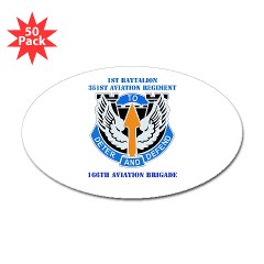 1B351AR - M01 - 01 - DUI - 1st Battalion - 351st Aviation Regiment with Text Sticker (Oval 50 pk) - Click Image to Close