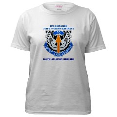 1B351AR - A01 - 04 - DUI - 1st Battalion - 351st Aviation Regiment with Text Women's T-Shirt