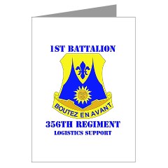 1B356R - M01 - 02 - DUI - 1st Bn - 356th Regt(LSB) with Text - Greeting Cards (Pk of 10)