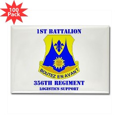 1B356R - M01 - 01 - DUI - 1st Bn - 356th Regt(LSB) with Text - Rectangle Magnet (100 pack) - Click Image to Close