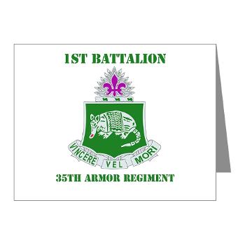1B35AR - M01 - 02 - DUI - 1st Bn - 35th Armor Regt with Text Note Cards (Pk of 20)
