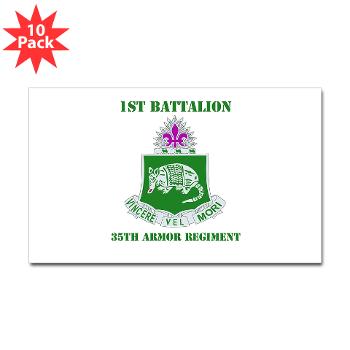 1B35AR - M01 - 01 - DUI - 1st Bn - 35th Armor Regt with Text Sticker (Rectangle 10 pk) - Click Image to Close