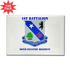 1B360R - M01 - 01 - DUI - 1st Bn - 360th Infantry Regt with Text - Rectangle Magnet (100 pack)