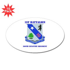 1B360R - M01 - 01 - DUI - 1st Bn - 360th Infantry Regt with Text - Sticker (Oval 10 pk) - Click Image to Close