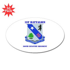 1B360R - M01 - 01 - DUI - 1st Bn - 360th Infantry Regt with Text - Sticker (Oval 50 pk) - Click Image to Close