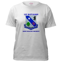 1B360R - A01 - 04 - DUI - 1st Bn - 360th Infantry Regt with Text - Women's T-Shirt - Click Image to Close