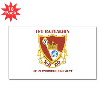 1B361R - M01 - 01 - DUI - 1st Bn - 361st Engineer Regt with text - Sticker (Rectangle 10 pk) - Click Image to Close