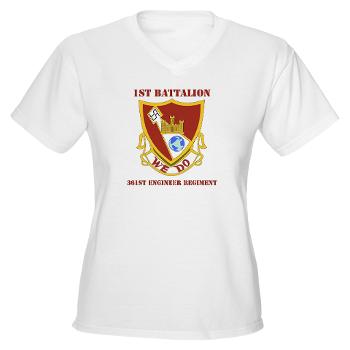 1B361R - A01 - 04 - DUI - 1st Bn - 361st Engineer Regt with text - Women's V-Neck T-Shirt - Click Image to Close