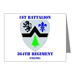 1B364R - M01 - 02 - DUI - 1st Battalion - 364th Regiment CS/ CSS with Text - Note Cards (Pk of 20) - Click Image to Close