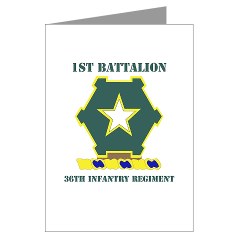 1B36IR - M01 - 02 - DUI - 1st Battalion - 36th Infantry Regiment with Text Greeting Cards (Pk of 10)