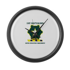 1B36IR - M01 - 03 - DUI - 1st Battalion - 36th Infantry Regiment with Text Large Wall Clock