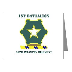 1B36IR - M01 - 02 - DUI - 1st Battalion - 36th Infantry Regiment with Text Note Cards (Pk of 20)