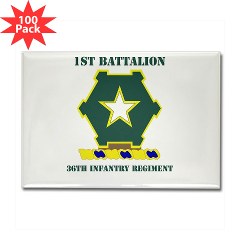 1B36IR - M01 - 01 - DUI - 1st Battalion - 36th Infantry Regiment with Text Rectangle Magnet (100 pack) - Click Image to Close
