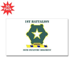 1B36IR - M01 - 01 - DUI - 1st Battalion - 36th Infantry Regiment with Text Sticker (Rectangle 50 pk)