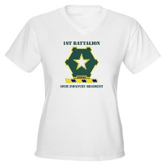 1B36IR - A01 - 04 - DUI - 1st Battalion - 36th Infantry Regiment with Text Women's V-Neck T-Shirt