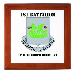 1B37AR - M01 - 03 - DUI - 1st Battalion - 37th Armor Regiment with Text Keepsake Box