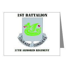 1B37AR - M01 - 02 - DUI - 1st Battalion - 37th Armor Regiment with Text Note Cards (Pk of 20)