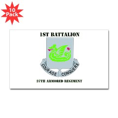 1B37AR - M01 - 01 - DUI - 1st Battalion - 37th Armor Regiment with Text Sticker (Rectangle 10 pk)