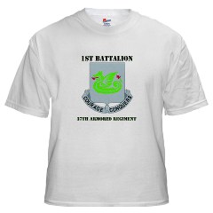 1B37AR - A01 - 04 - DUI - 1st Battalion - 37th Armor Regiment with Text White T-Shirt