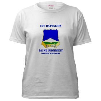 1B382RLSB - A01 - 04 - DUI - 1st Battalion - 382nd Regiment (LSB) with Text - Women's T-Shirt