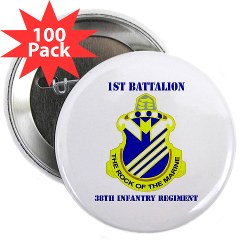 1B38IR - M01 - 01 - DUI - 1st Bn - 38th Infantry Regt with Text - 2.25" Button (100 pack) - Click Image to Close