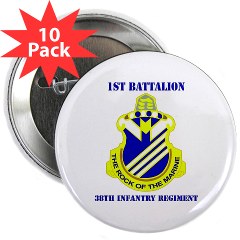 1B38IR - M01 - 01 - DUI - 1st Bn - 38th Infantry Regt with Text - 2.25" Button (10 pack) - Click Image to Close