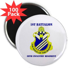 1B38IR - M01 - 01 - DUI - 1st Bn - 38th Infantry Regt with Text - 2.25" Magnet (100 pack)