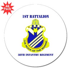 1B38IR - M01 - 01 - DUI - 1st Bn - 38th Infantry Regt with Text - 3" Lapel Sticker (48 pk) - Click Image to Close