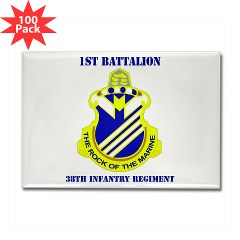 1B38IR - M01 - 01 - DUI - 1st Bn - 38th Infantry Regt with Text - Rectangle Magnet (100 pack) - Click Image to Close