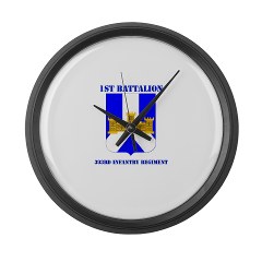 1B393IR - M01 - 03 - DUI - 1st Battalion - 393rd Infantry Regiment with Text Large Wall Clock