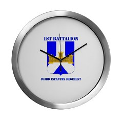 1B393IR - M01 - 03 - DUI - 1st Battalion - 393rd Infantry Regiment with Text Modern Wall Clock - Click Image to Close
