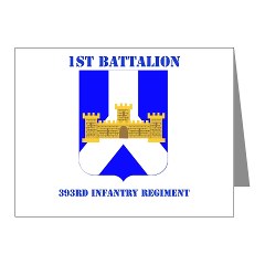 1B393IR - M01 - 02 - DUI - 1st Battalion - 393rd Infantry Regiment with Text Note Cards (Pk of 20) - Click Image to Close
