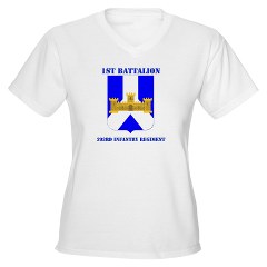 1B393IR - A01 - 04 - DUI - 1st Battalion - 393rd Infantry Regiment with Text Women's V-Neck T-Shirt