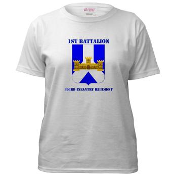 1B393RI - A01 - 04 - DUI - 1st Battalion - 393rd Infantry Regiment with Text - Women's T-Shirt