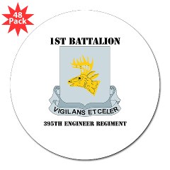 1B395RLS - M01 - 01 - DUI - 1st Bn - 395th Engineer Regt with Text - 3" Lapel Sticker (48 pk) - Click Image to Close